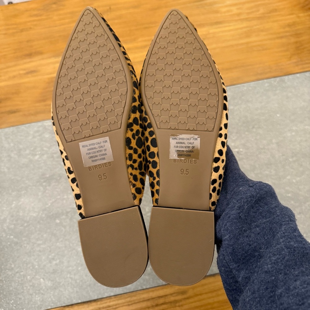 Birdies The Swan Mini Cheetah Calf Hair Pointed Toe Mules Size 9.5 NIB - Picture 9 of 13